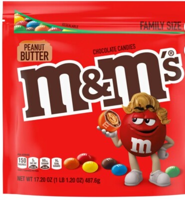 Erdnussbutter m&m s m&ms Schokolade Süßigkeiten Familiengröße wiederverschließbarer Beutel