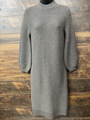 thick knit dress Prologue Sweater XS Textured In Cozy Puffy Sleeves Mocked Midi YGroup_mens-solid-shirt