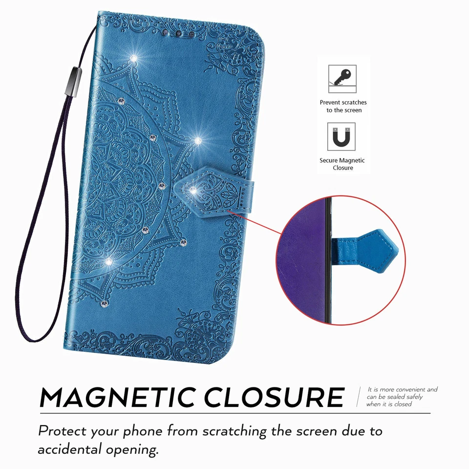For Samsung Galaxy Z Fold 3 5G Bling Diamond Leather Wallet Flip Card Case Cover - Image 3 of 4