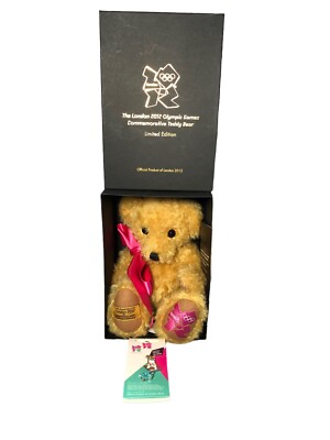 Merrythought 2012 London Olympic Games Commemorative Teddy Ltd Edition + Badge