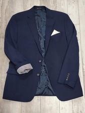 40R Men's Chaps Ralph Lauren Blazer Blue Flex Fit Windowpane 2 Button Sport Coat