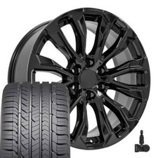 14025 Black 22 In 6x5.5 Wheels Goodyear Tires Tpms Fit Cadillac Chevy Gmc