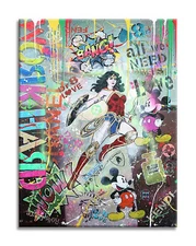 Wonder-woman- Hard, Limited Edition On Canvas, Signed, Pop Art, Comics