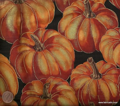 Autumn fauna black orange beautiful pumpkins food vegetables metallic fabric