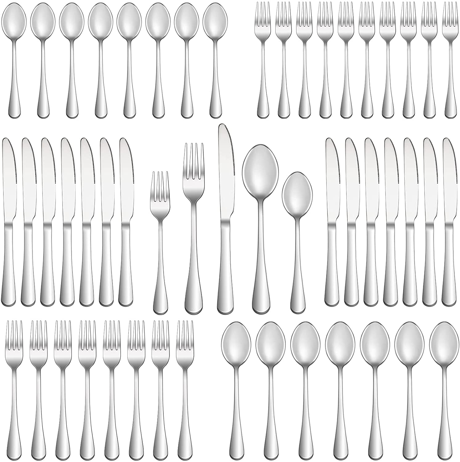 50 Piece Silverware Set Service for 10,Premium Stainless Steel Flatware Set,Mirr