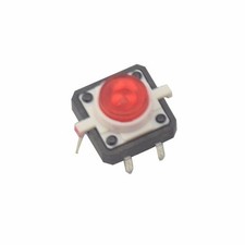 5PCS Red LED Tactile Button Push Switch Momentary Tact With LED 4pin Round Cap