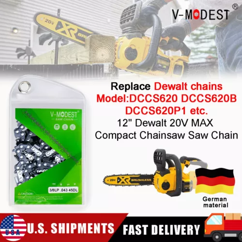 3 PACK Replace 12" Dewalt DCCS620 DCCS620B etc. Chainsaw Chain 3/8"LP .043" 45DL