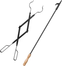 32" Fireplace Tongs Heavy Duty Fire Pit Poker Stove Tong Sets Log Grabber GIFT