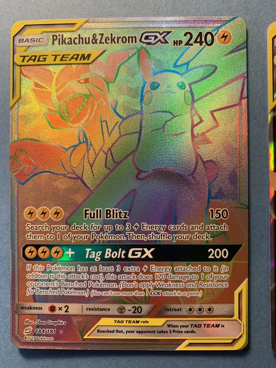 Unofficial Artist Made Pikachu & Zekrom-gx 184/181 Rainbow 