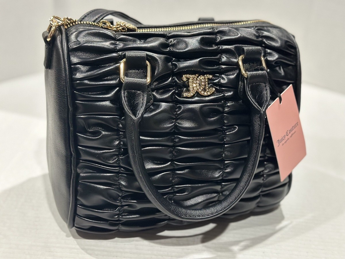 Juicy Couture Liquorice Black Satchel Bag Purse Ruffle Run