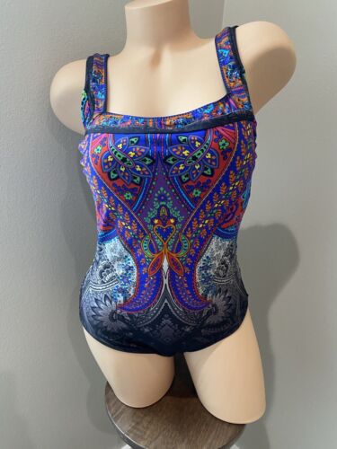 Gottex Vintage 90s One Piece Swimsuit Sz 10  Swim floral abstract - Picture 1 of 5