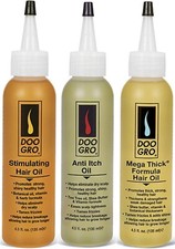 Doo Gro Stimulating Growth Oil, Anti Itch Growth Oil and Mega Thick 4
