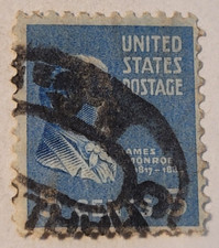 United States Postage Stamp ~ James Monroe ~ 5₵ Blue ~ Posted ~ c.1938 ~ N30