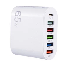 65W 5 USB Type C Fast Wall Charger PD QC3.0 Adapter Cable for iPhone Samsung