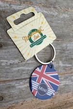 Mini Cooper keyring round. Union Jack design. Perfectly British Leyland. 