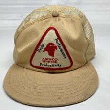 Vintage 80's Brown "AMSCO Service" Trucker Hat/Cap. Mesh. Snapback.