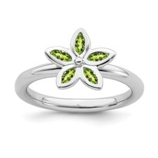 Sterling Silver Stackable Expressions Peridot Flower Ring