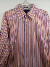 Tommy Hilfiger Long Sleeve Shirt Multicolor Striped 80's 2-Ply Cotton XL RRW 