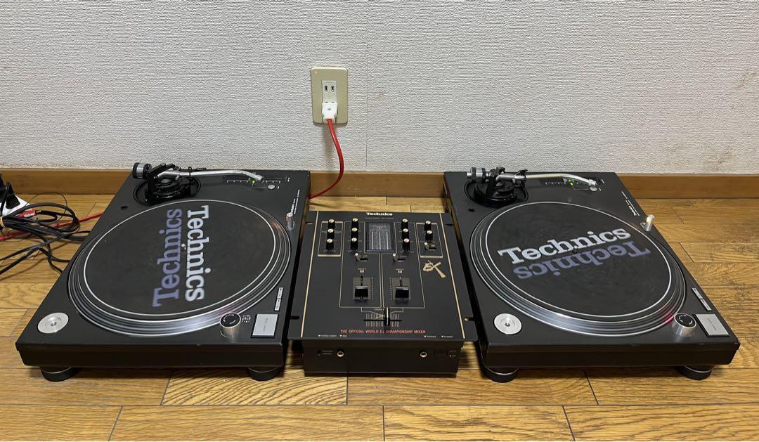 TECHNICS SL1200MK3D pair Black Set & SH-EX1200 Japan Direct Drive DJ  Turntable