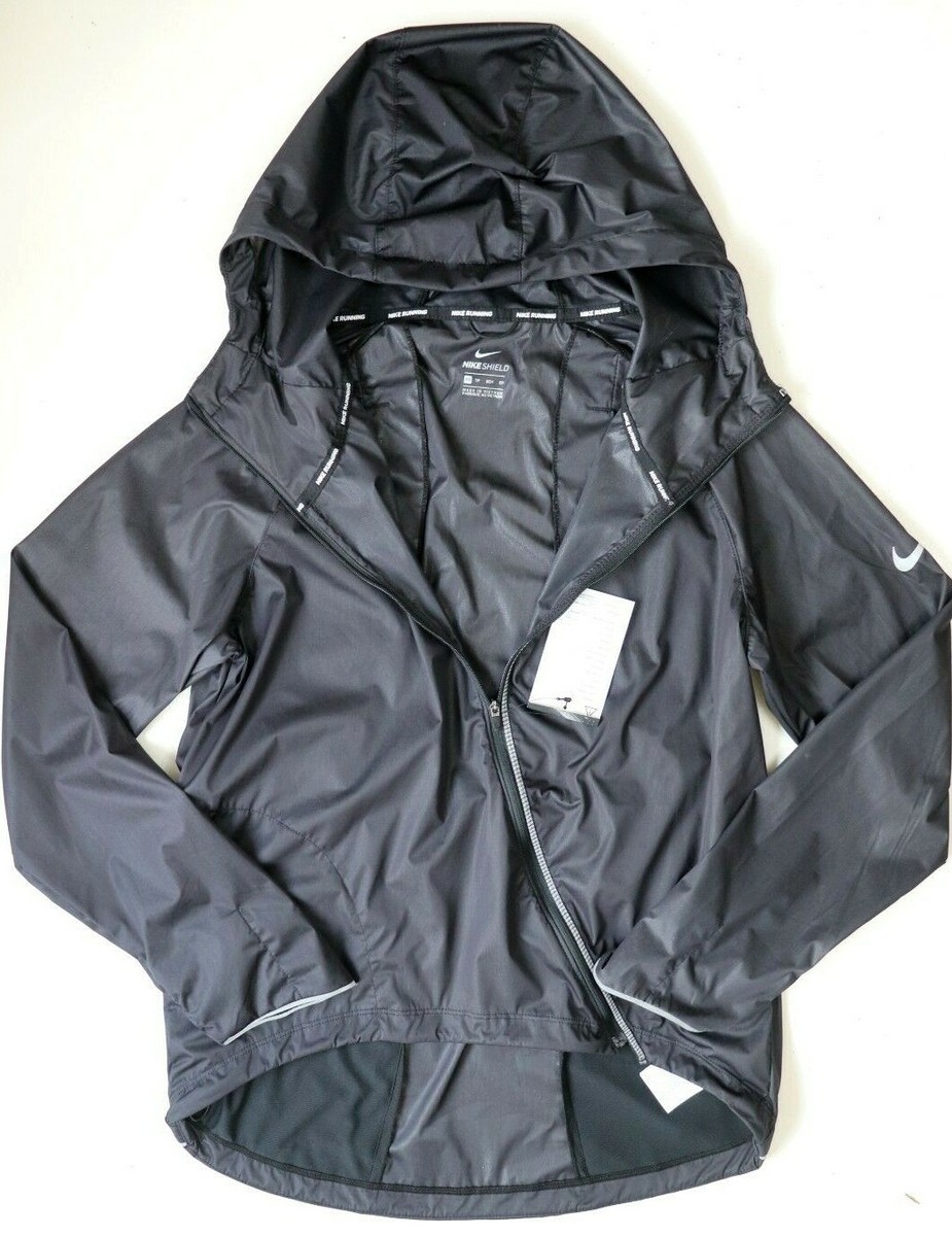 NIKE SHIELD WATER WIND REPEL REFLECTIVE RUNNING JACKET BLACK CJ5077-010  WOMEN XS