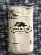 Vintage (1986) Fruit of the Loom 3 Mens Briefs White Cotton XL 42 44 MADE IN USA