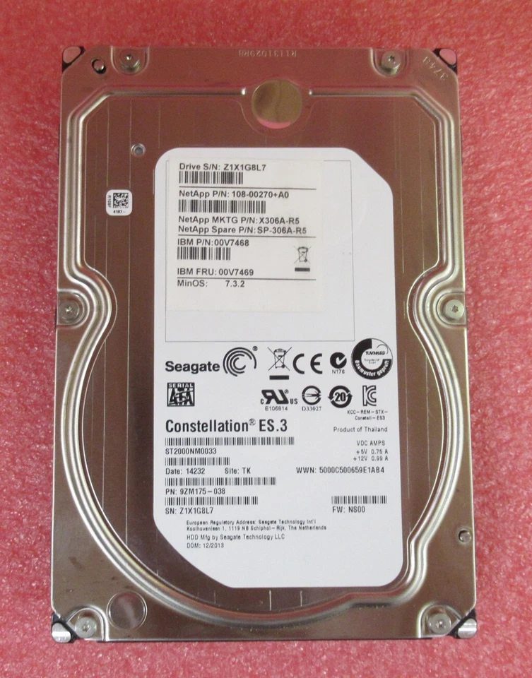 IBM NetApp 2TB 3.5" 7.2K SATA 6Gb/s 64MB Hard Drive HDD X306A-R5 00V7469 NS00 - Image 2 of 3