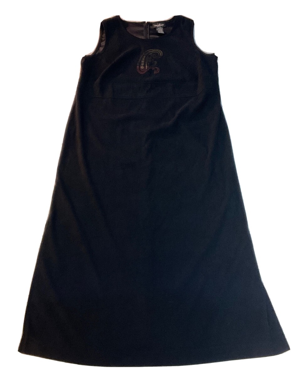 Vintage Positive Attitude Faux Suede Long Black Jumper Dress