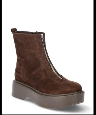 portland boot Co suede ankle boot platform brown zipper womens 7.5 