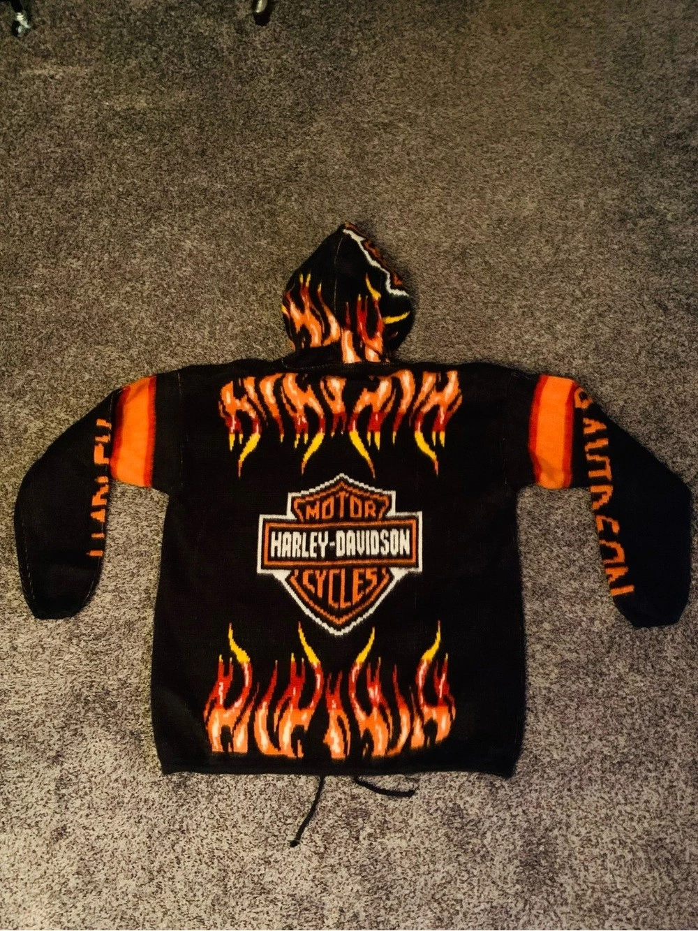Reworked Vintage Harley Davidson Flame Hoodie/Jacket(Unisex,Never Worn Men’s image 9