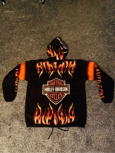 Reworked Vintage Harley Davidson Flame Hoodie/Jacket(Unisex,Never Worn Men’s image 9