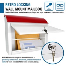 BARSKA 13 X 15 Standard Legal Envelope Wall Mount Delivery Key Lock Mailboxes