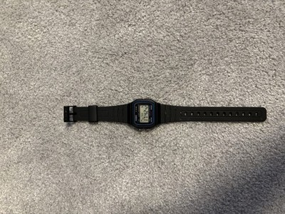 Casio F-91W 33mm Schwares Harz Armbanduhr für Herren