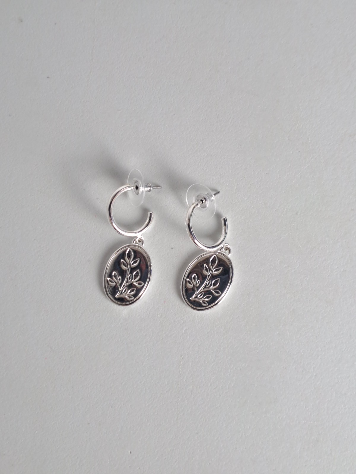 TALBOTS Coffee To Cocktails Polished Silver Tone Chrome Pierced Drop Earrings