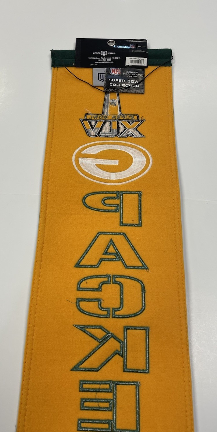 Green Bay Packers NFL Super Bowl XLV Winning Streak Embroidered Heritage Banner