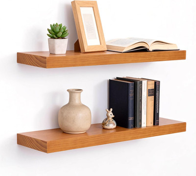 Rustic 24'' Floating Wood Shelves Set of 2 for Home Decor & Storage
