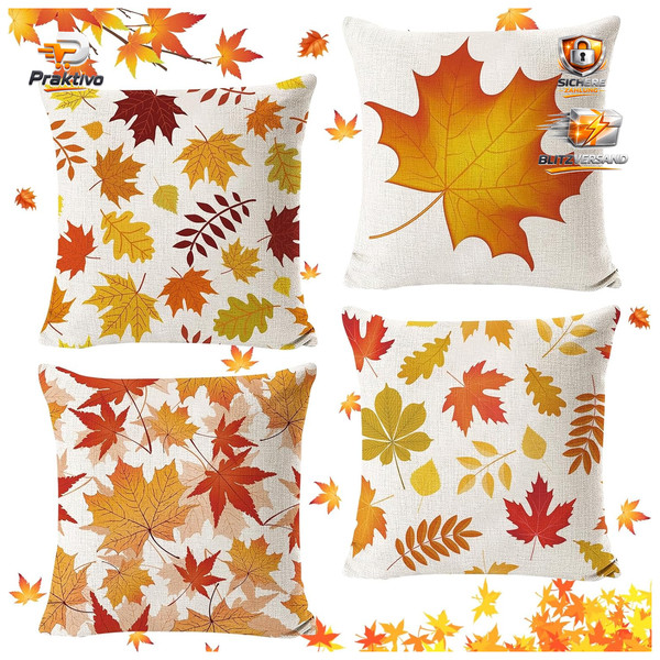 Deko Kissenbezug 45X45 Cm Herbst Ahornblatt Leinen FüR Sofa BüRo Schlafzimmer-image