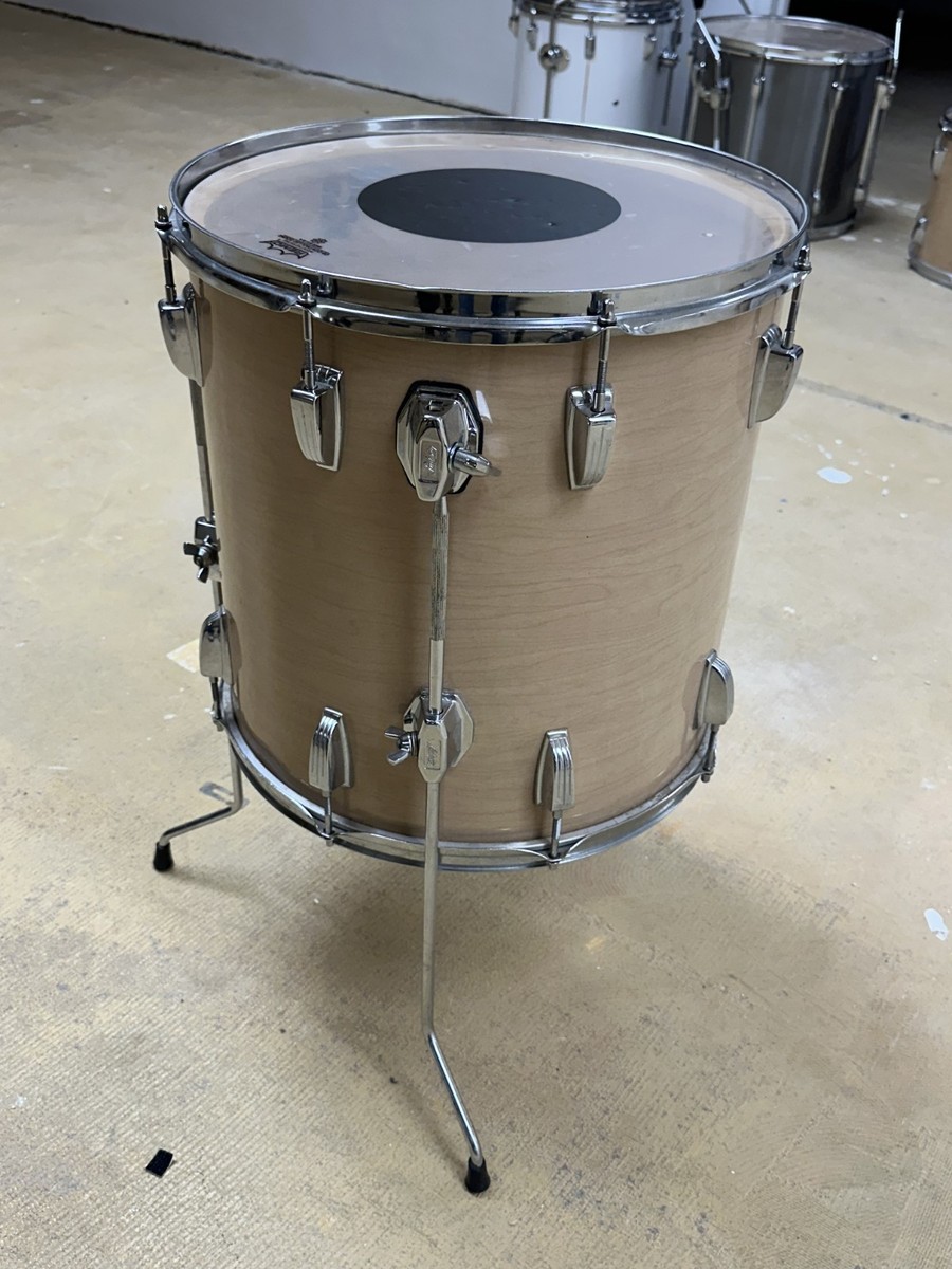 16” Ludwig B/O Floor Tom Drum VINTAGE 70s 3-ply NATURAL WOOD