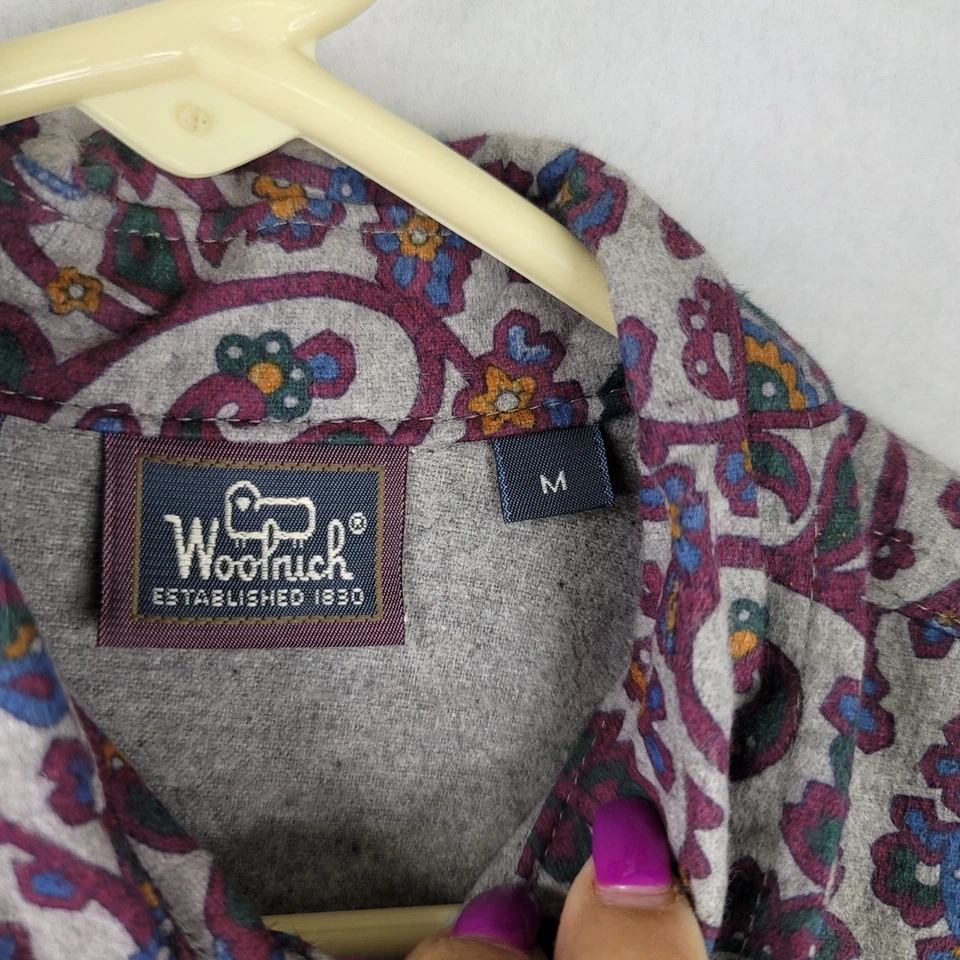 Woolrich 90s Vintage Floral Paisley Button-Up Shirt M USA Cotton Vintage New Foto 3 de 4