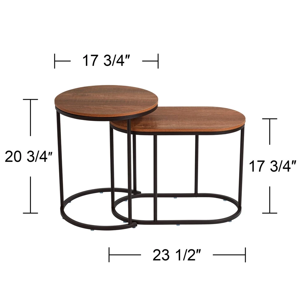 Santa Maria Walnut Nesting Accent Tables Set of 2 - Image 4 of 4