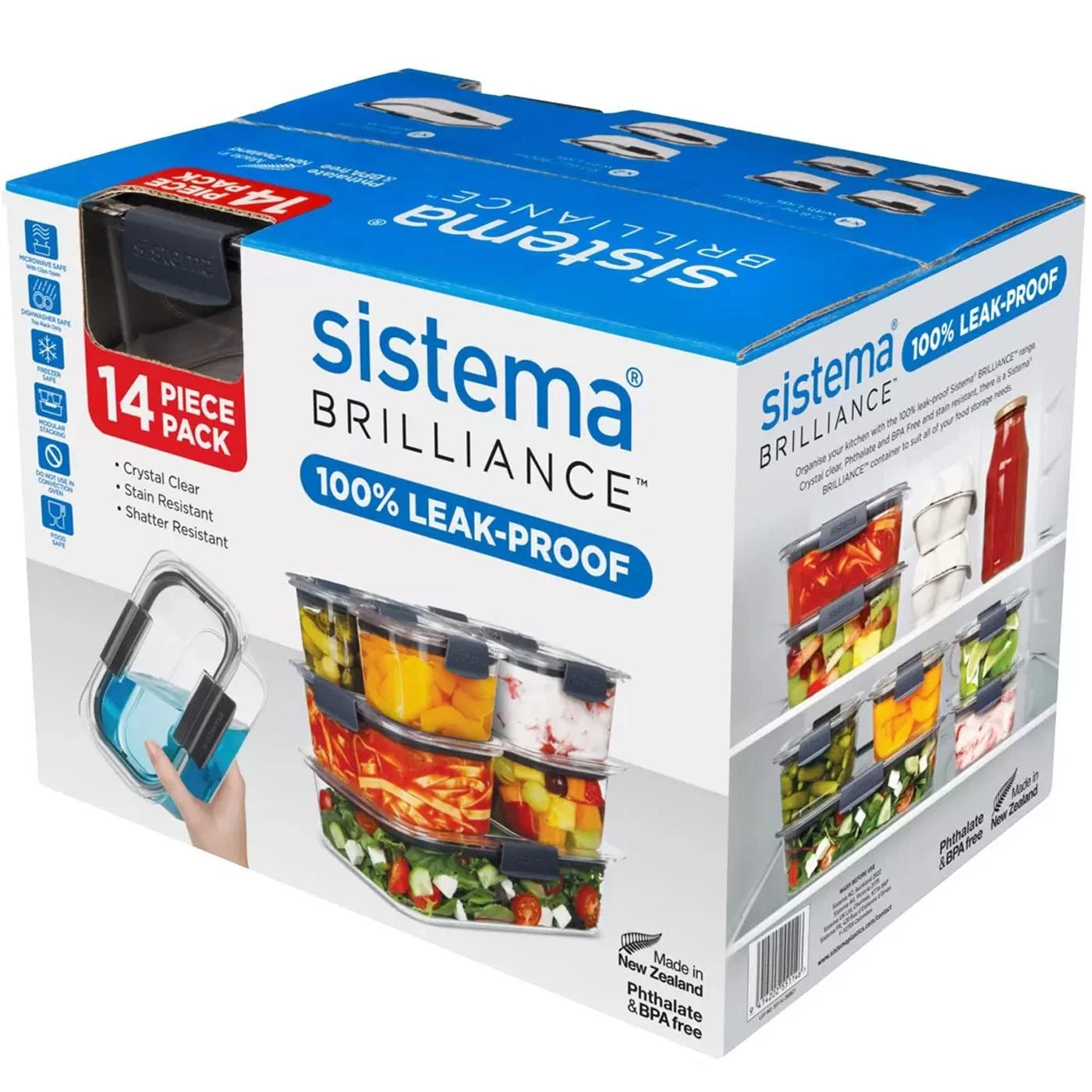 Sistema Brilliance Food Storage Containers +Lids Leak-proof Seal Set 14 Pcs Pack
Opens in a new wind