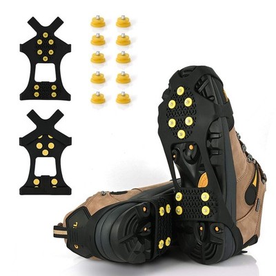 Ice Cleats, Ice Grips Traction Cleats Grippers Non-Slip Over Shoe/Boot Rubber...