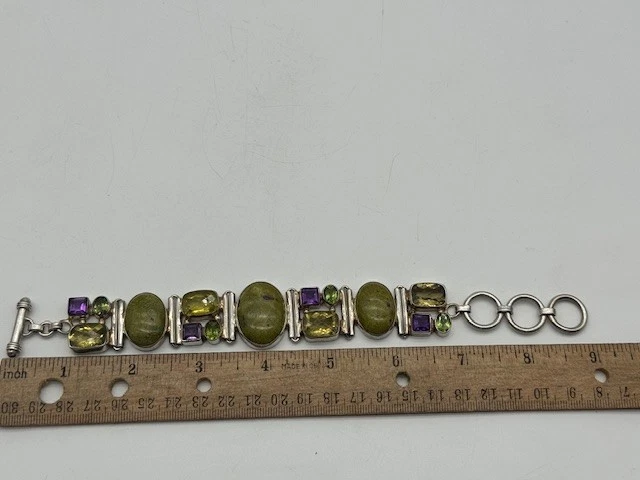 Vintage BIG Ladies Sterling Silver 925 Multi Stone Cocktail Bracelet - Image 3 of 4