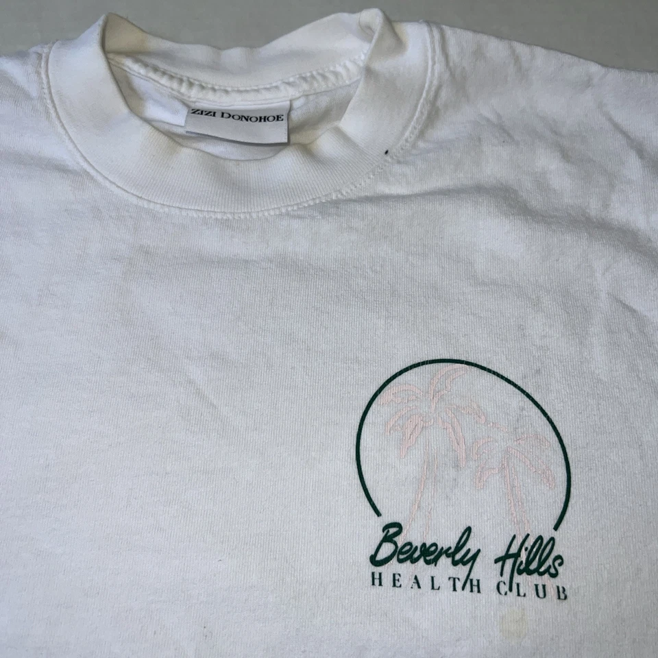 Camisa De Colección Años 90 Beverly Hills Hotel & Bungalows Health Club Spa XS Blanca Rara Foto 2 de 4