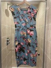 Joules Size 10 Turquoise Floral Fitted Dress