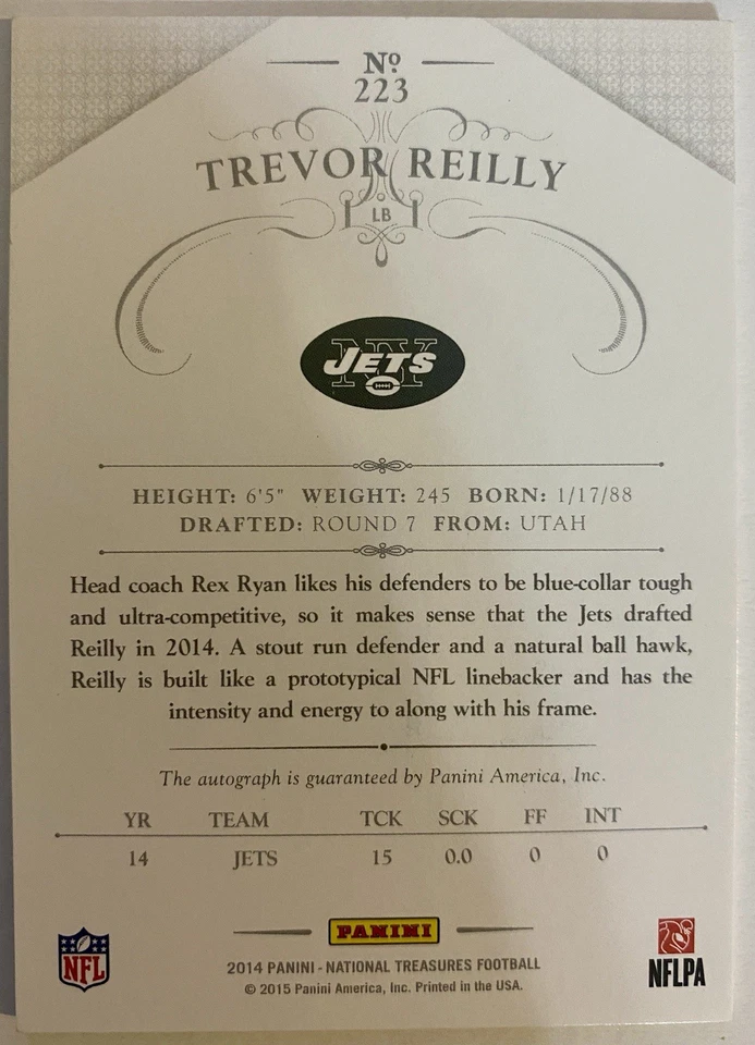 2014 National Treasures - Rookie Signatures Trevor Reilly #223 /99 (AU, RC) - Image 2 of 2