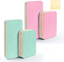 4 Pack 12-Layer Peelable Microfiber Sponges   Ultra Absorbent, Reusable Cleaning