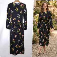 NWT Reformation Reza Floral Wrap Midi Dress in Night Bloom Black Size 4, 6 $278