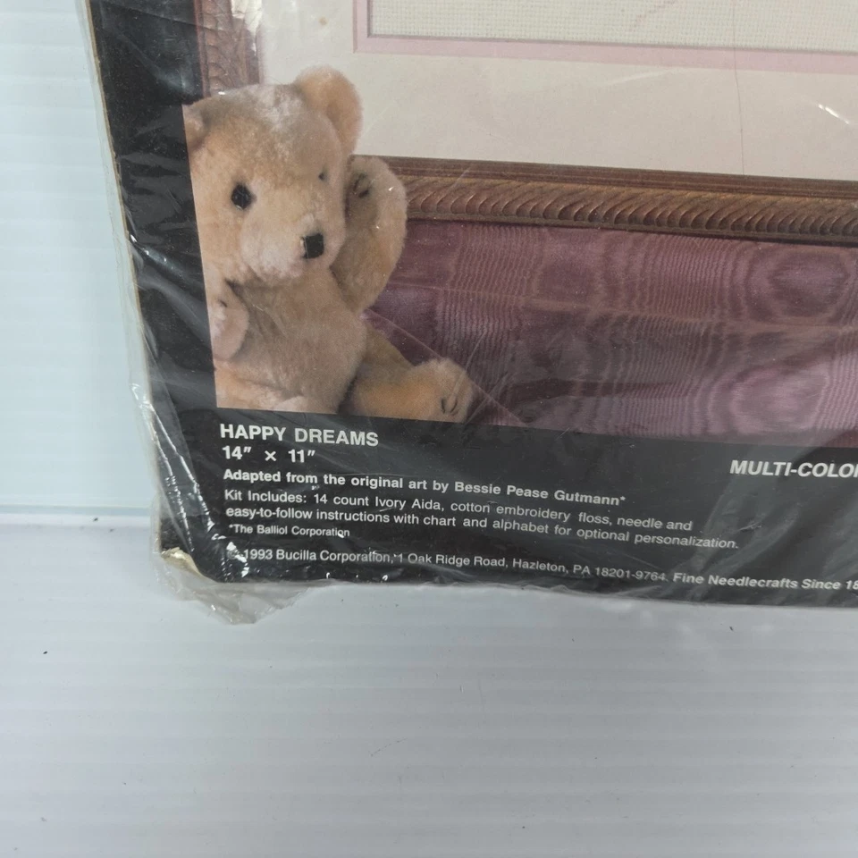 Bucilla HAPPY DREAMS Sleeping Blonde Baby Cross Stitch Kit Birth Record NEW - Image 3 of 4