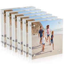 Aitee 4X4 Acrylic Picture Frames 6 Pack 20 Thicker Block Clear Picture Frames
