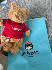 Jellycat Plush Bear Brown Teddy Bear with Red "I Love You" Jumper